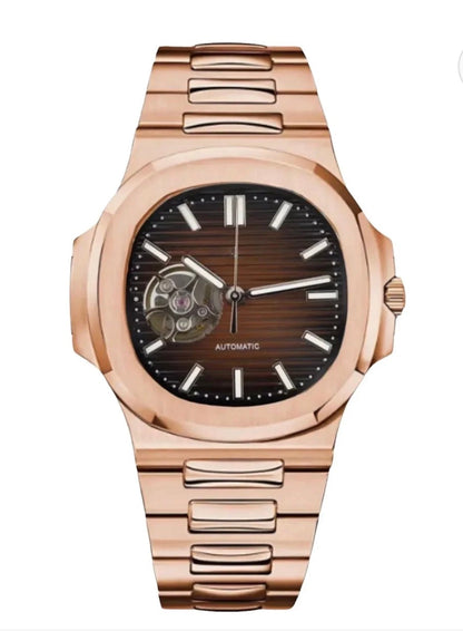 Nautilus Rose Gold & Chocolate Brown Open Heart