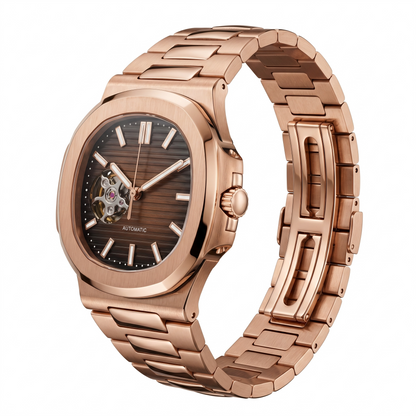 Nautilus Rose Gold & Chocolate Brown Open Heart