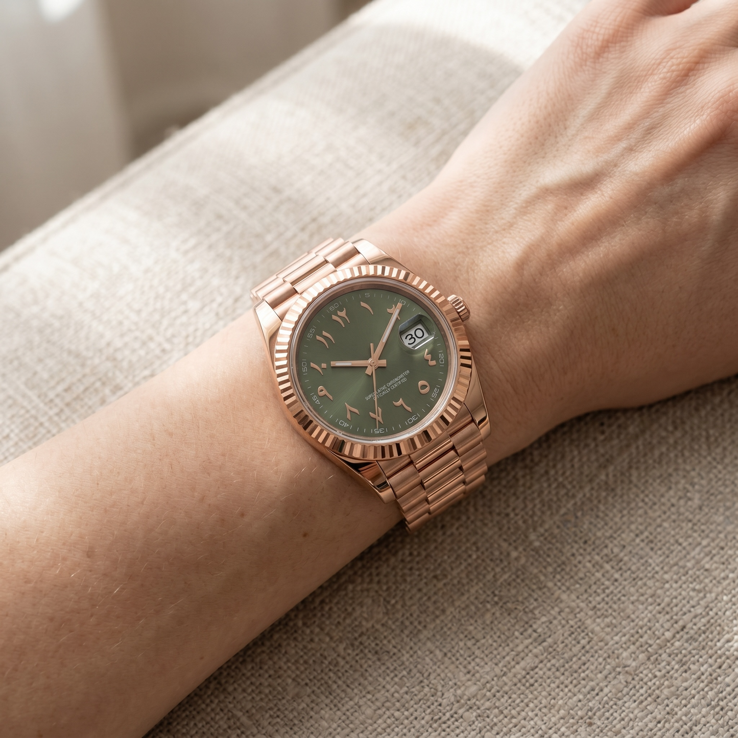 Datejust Rose & Olive Green Arabic Dial