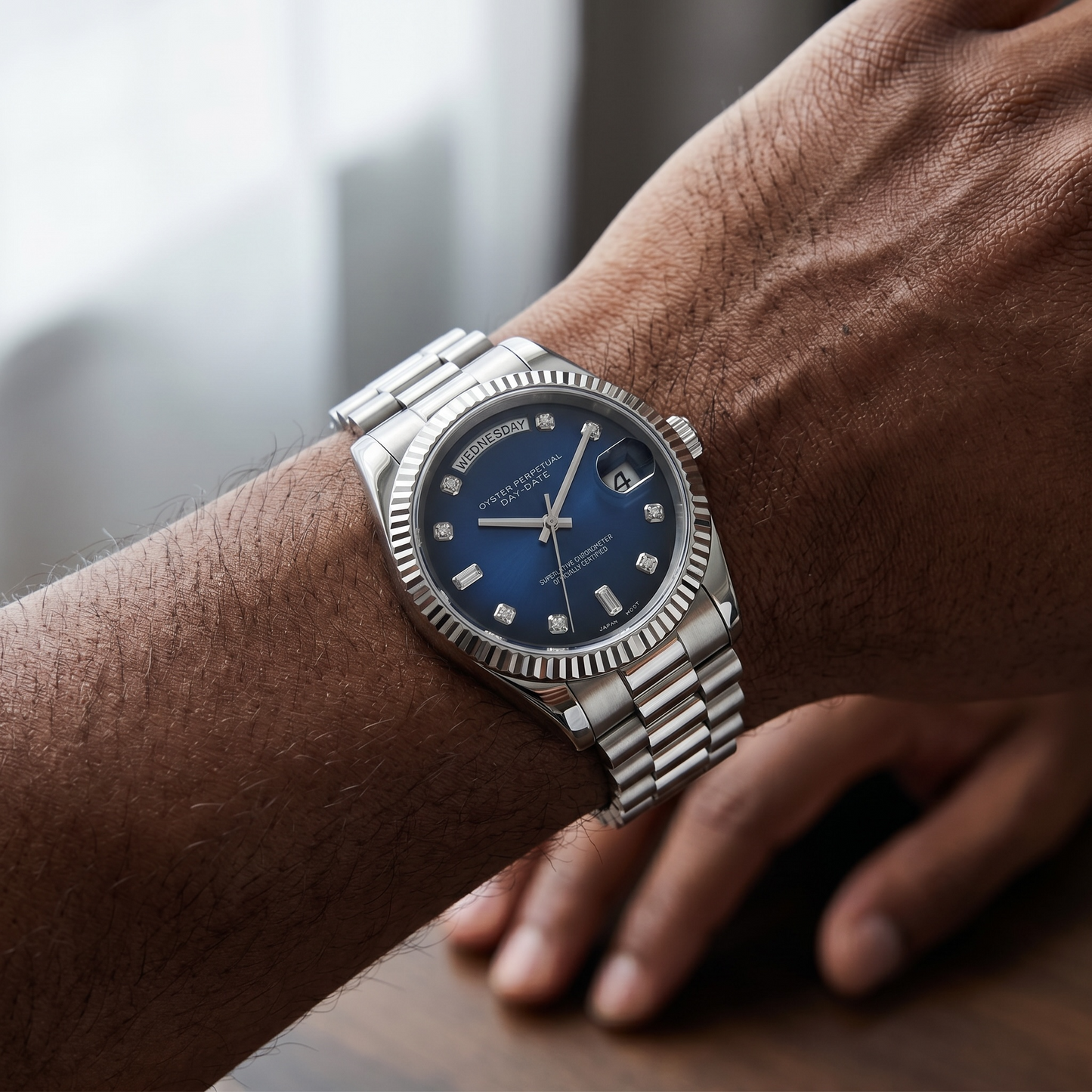 Day-Date Midnight Blue Baguette diamonds