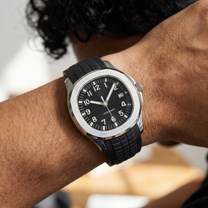 Aquanaut Black Strap & Silver